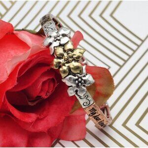 Tri Tone Friend Bracelet Stretch Silver Copper Gold Best Wishes